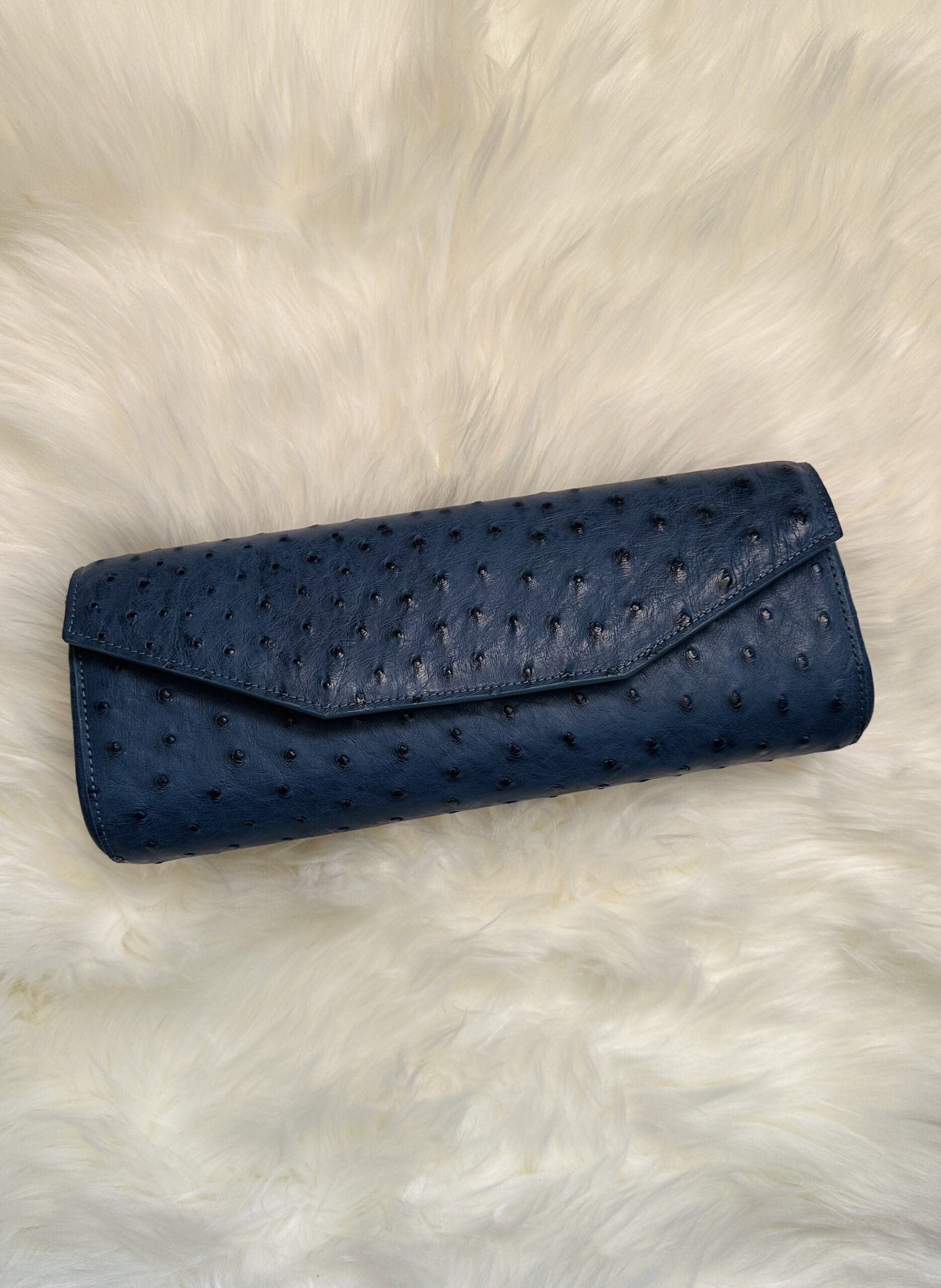 Sharla Ostrich Clutch – Denim