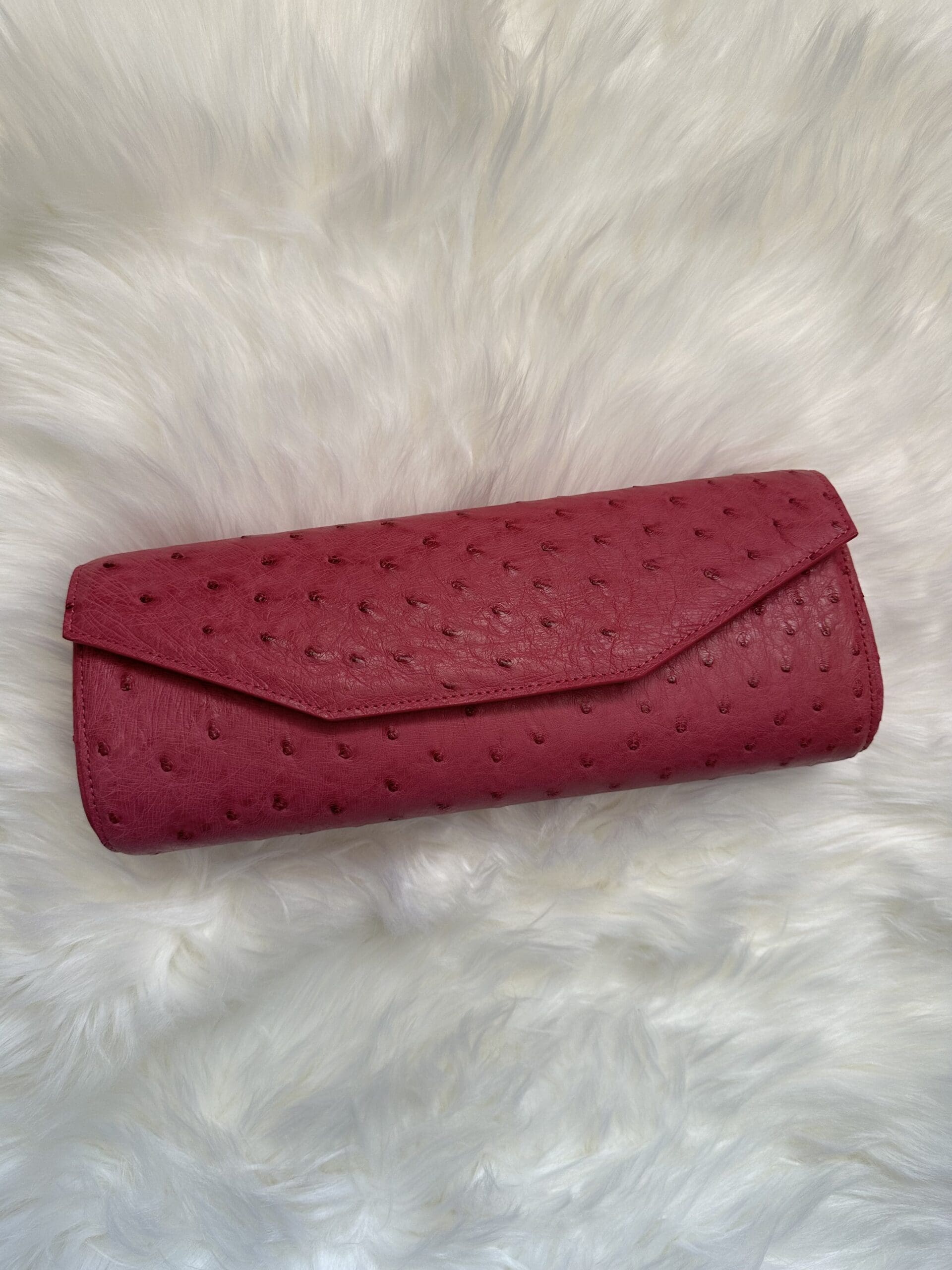 Sharla Ostrich Clutch – Magenta