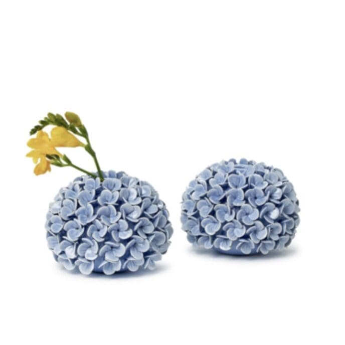Set of 2 Hydrangea Flower Bud Vases / Taper Candle Holders - Two's Company