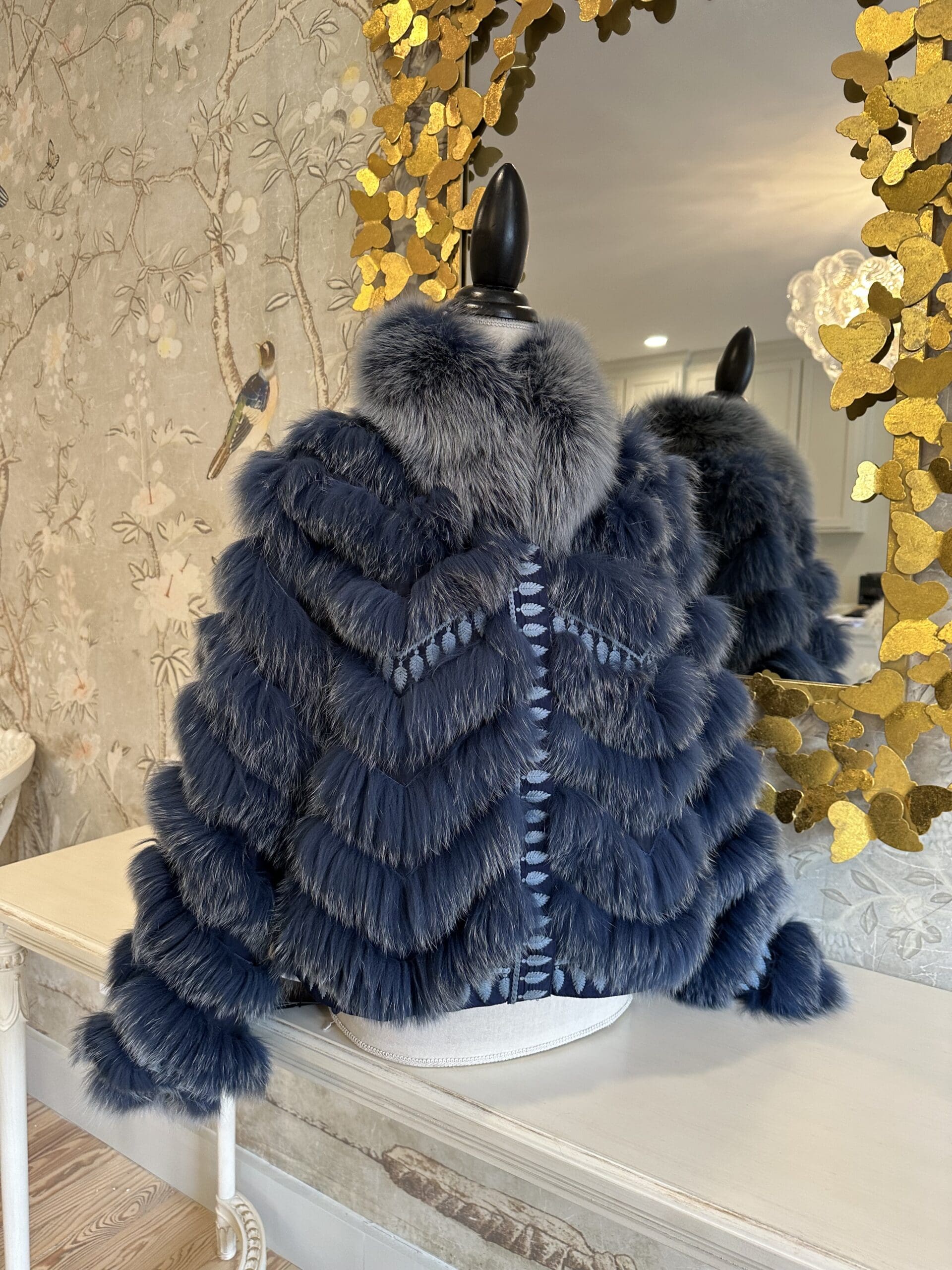 Embroidered Reversible Silk To Fox Jacket - Image 6