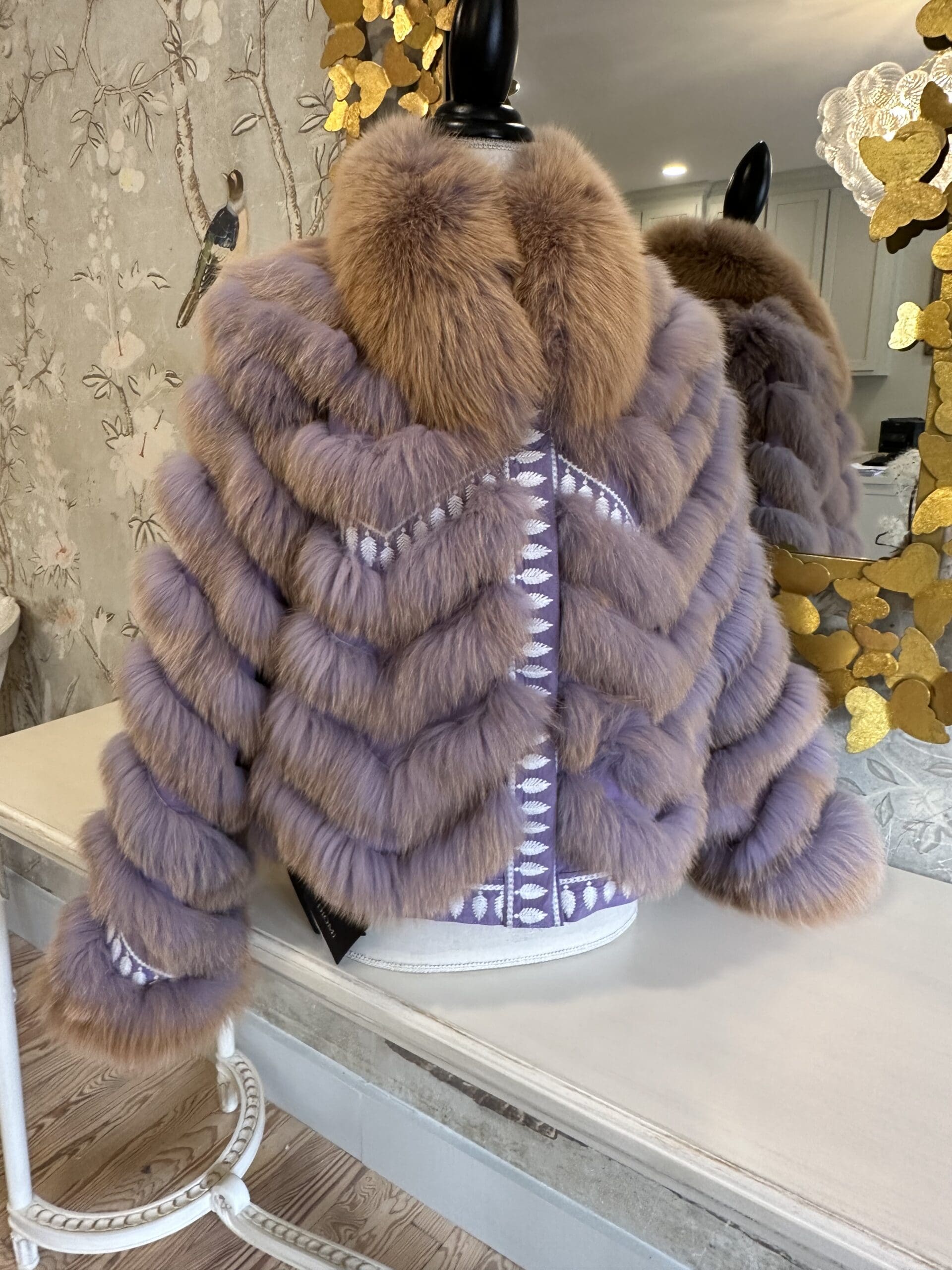 Embroidered Reversible Silk To Fox Jacket - Image 5