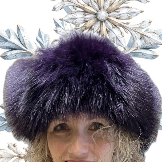 Purple Mink Hat w/ Purple Fox Indigo Trim