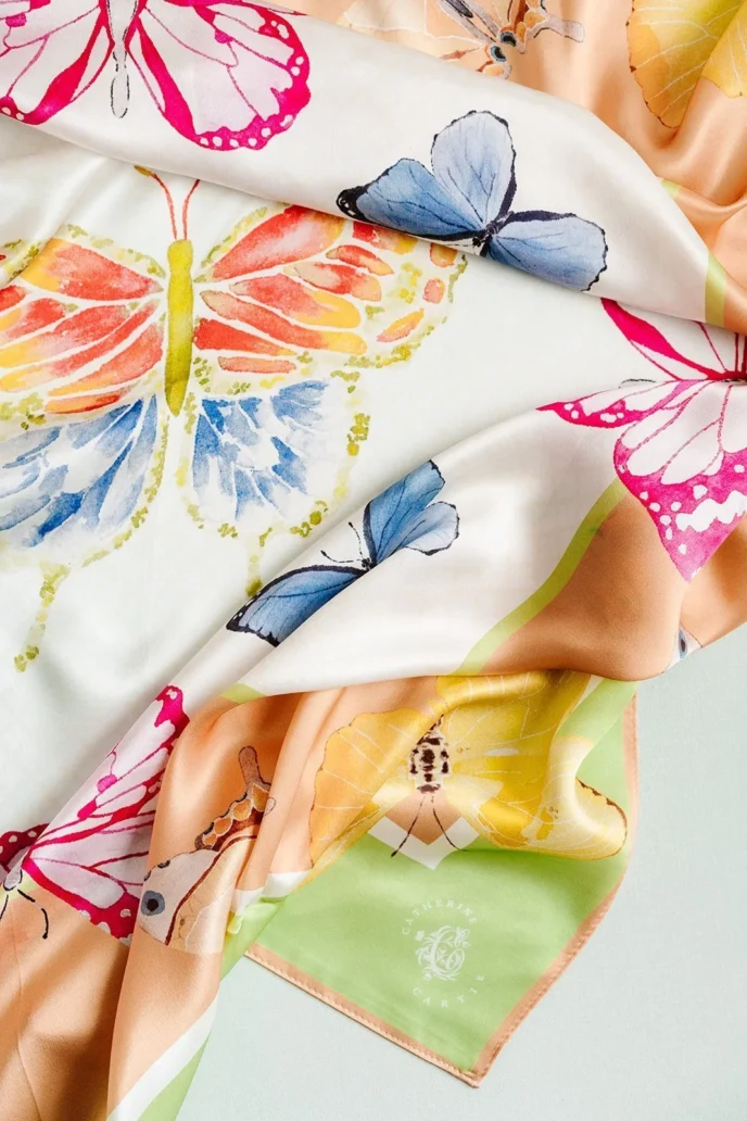 Catherine Cartie Bright Butterfly Silk Scarf