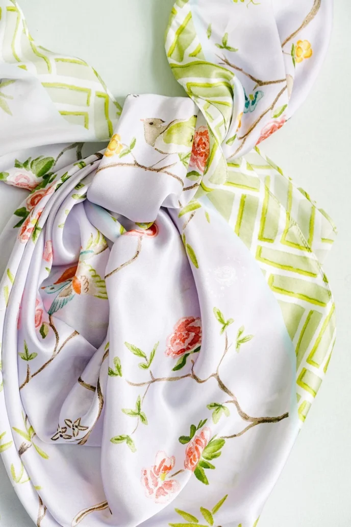 Catherine Cartie Lavender Chinoiserie Scarf