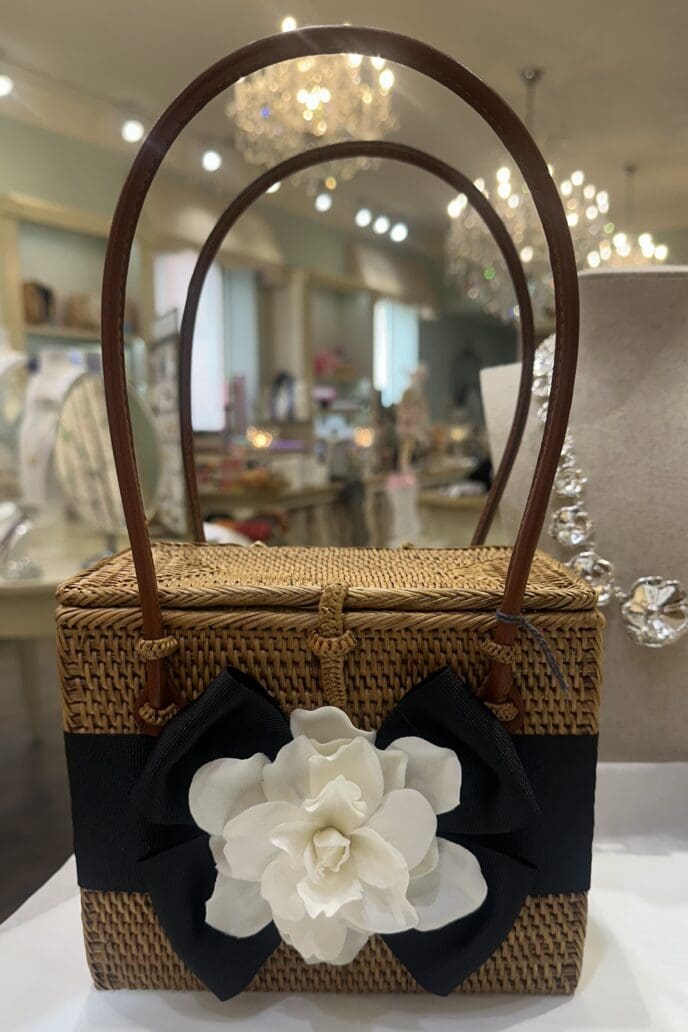 Handbag - Gardenia Flower - Black Ribbon