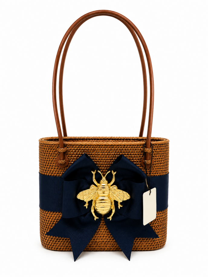 Handbag MOB-Navy Fluffy Bow-XL Bee