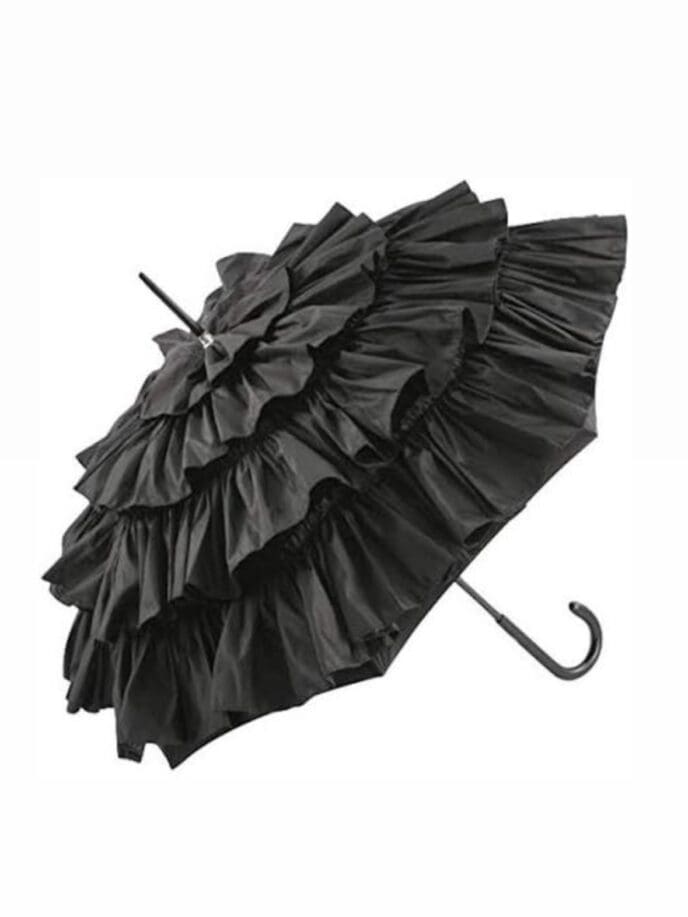 Guy de Jean Black Cancan Umbrella / Volants French Cancan 60 MAT BOIS