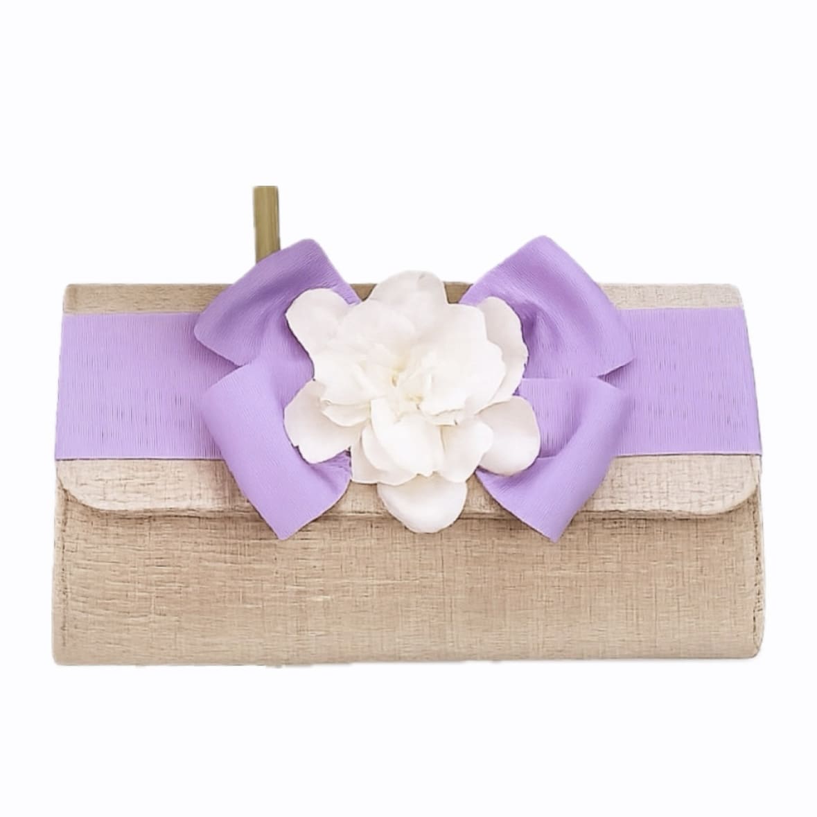 Straw Clutch Orchid Bow w/ Gardenia