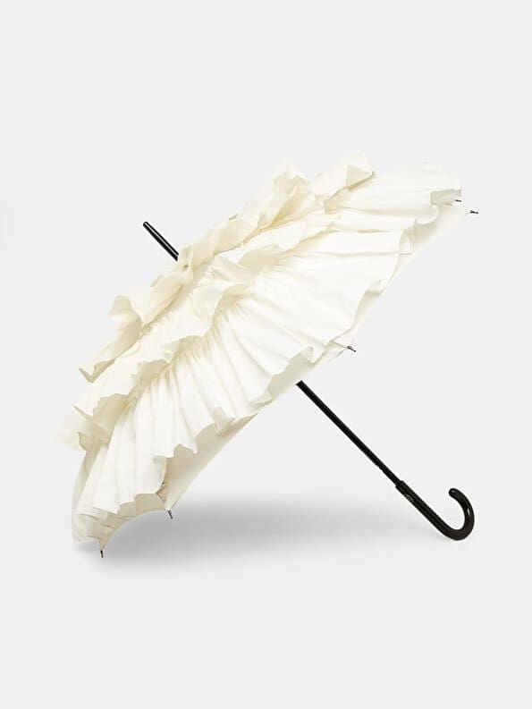 Guy de Jean Ivory Cancan Umbrella / Volants French Cancan 60 MAT BOIS