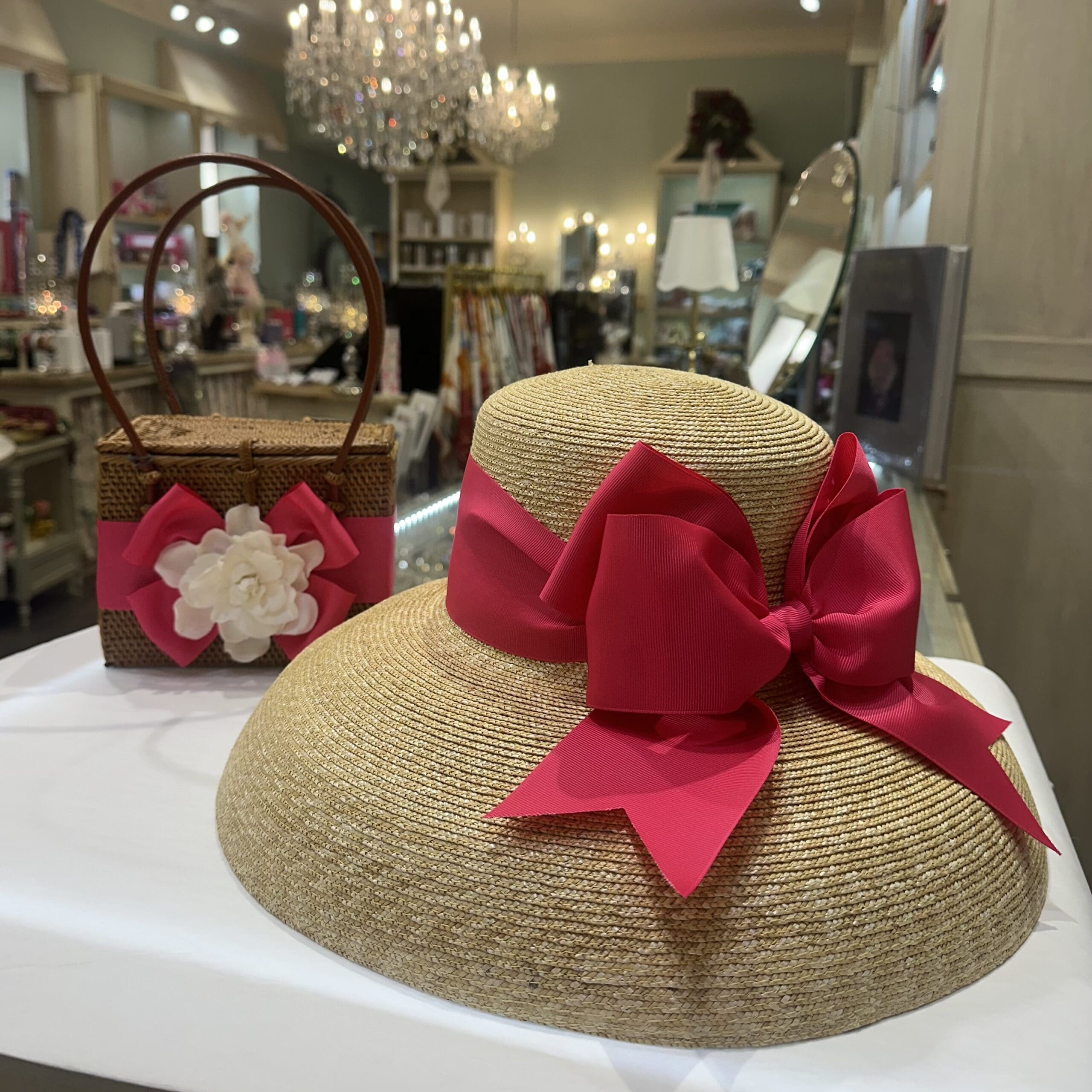 Handbag - Gardenia Flower - Hot Pink Ribbon - Image 2