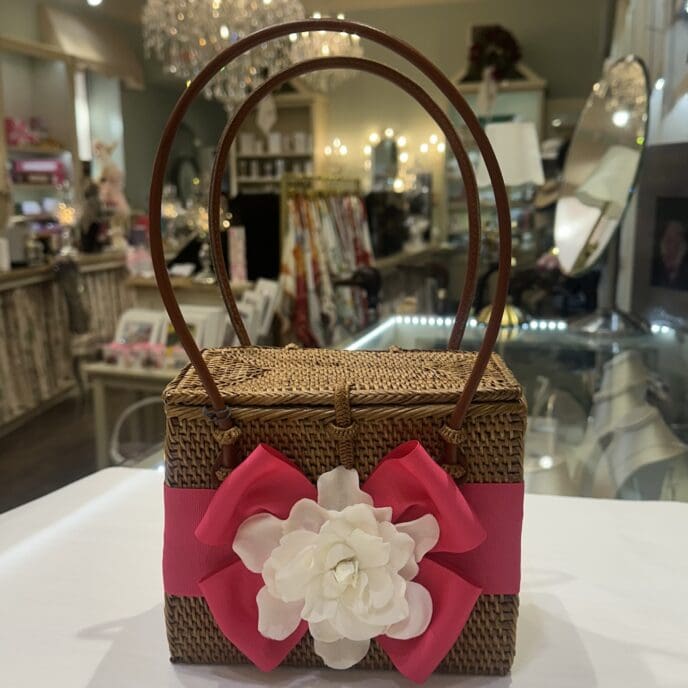 Handbag - Gardenia Flower - Hot Pink Ribbon