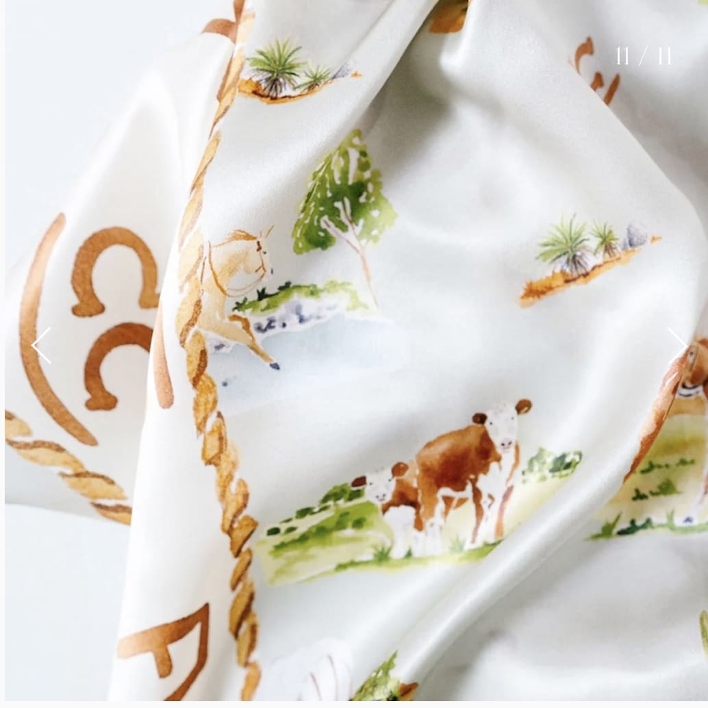 Catherine Cartie Western Toile SIlk Scarf - Image 2