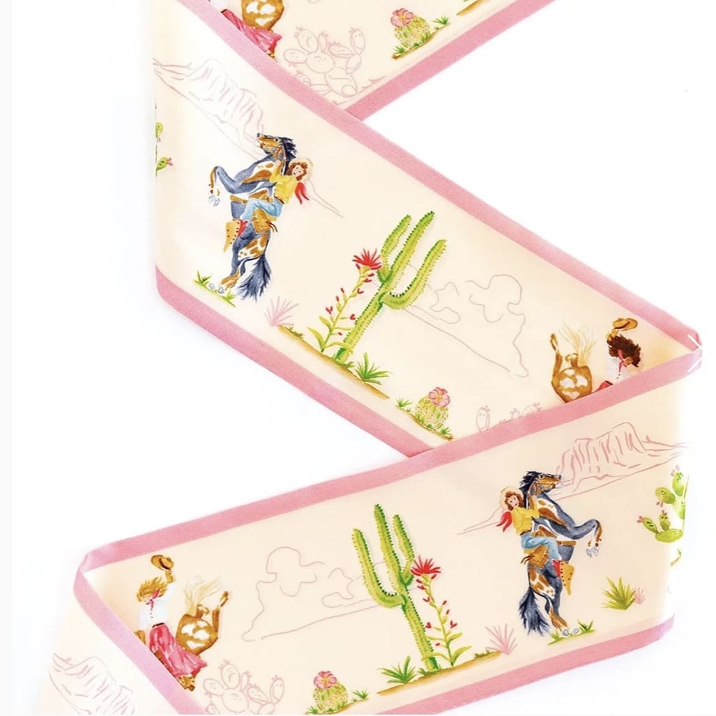 Catherine Cartie Rodeo Cowgirl Silk Ribbon Scarf Pink - Image 2
