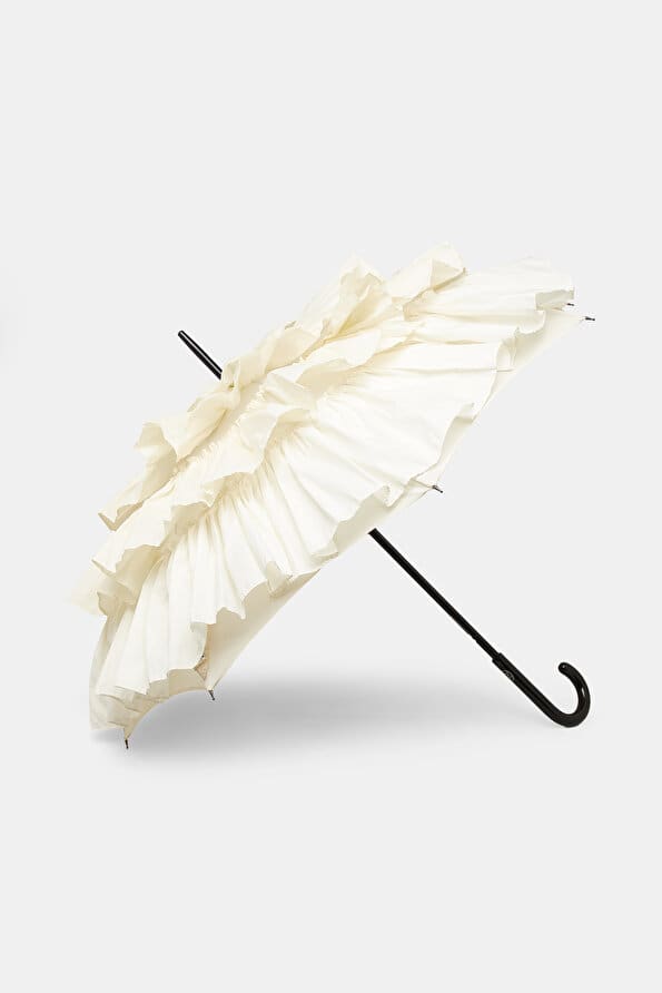 Guy de Jean Ivory Cancan Umbrella / Volants French Cancan 60 MAT BOIS