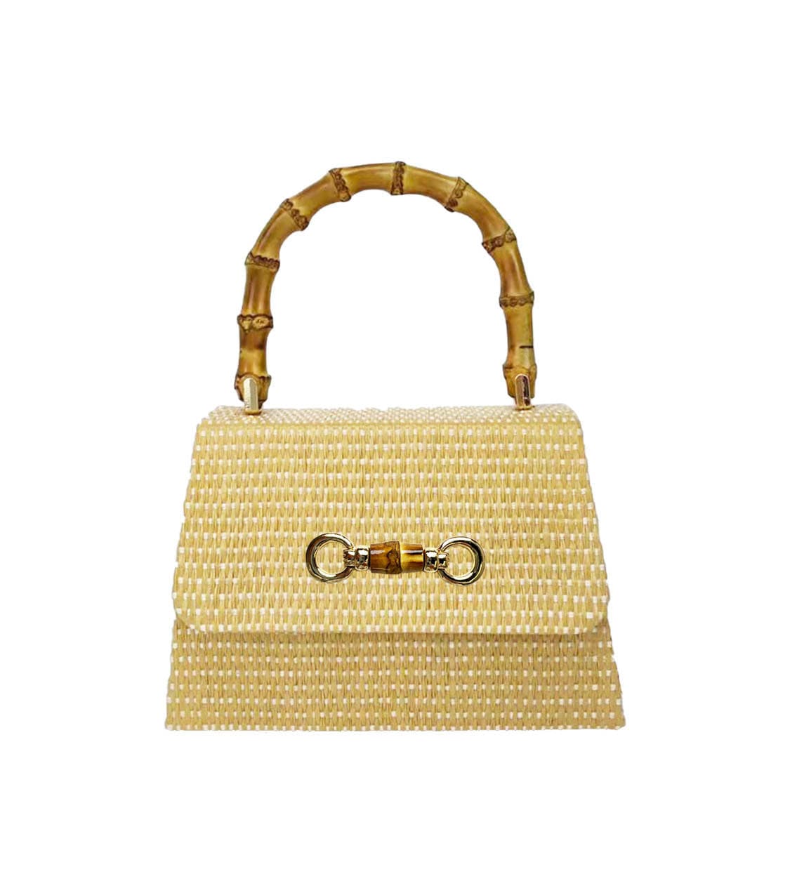 Handbag - Straw Clutch with Bamboo Handle