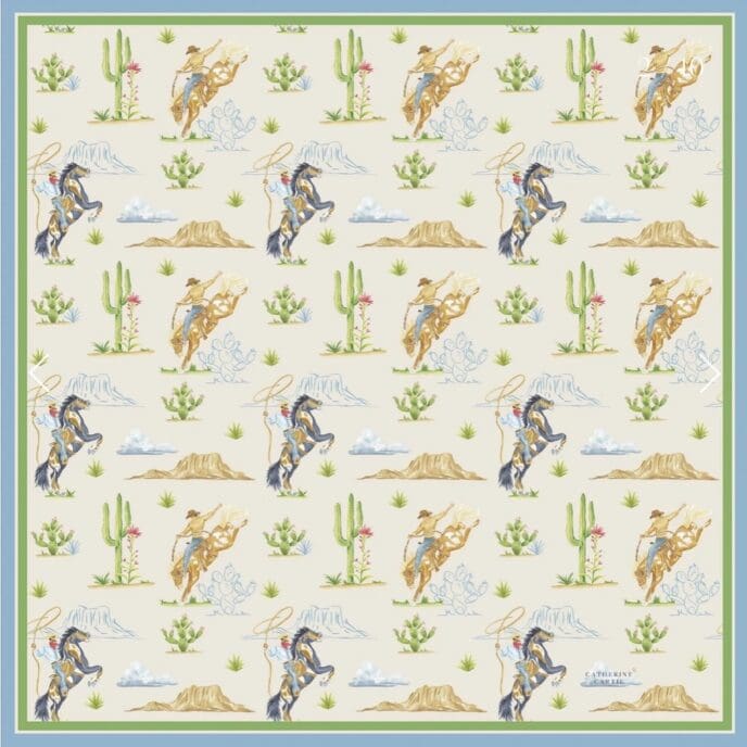 Catherine Cartie Rodeo Cowboy Silk Scarf