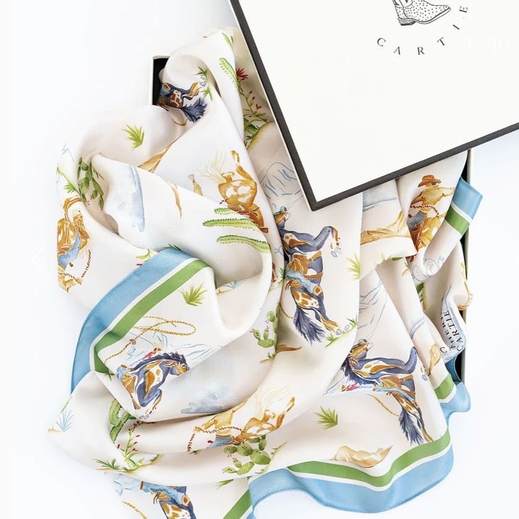 Catherine Cartie Rodeo Cowboy Silk Scarf - Image 2