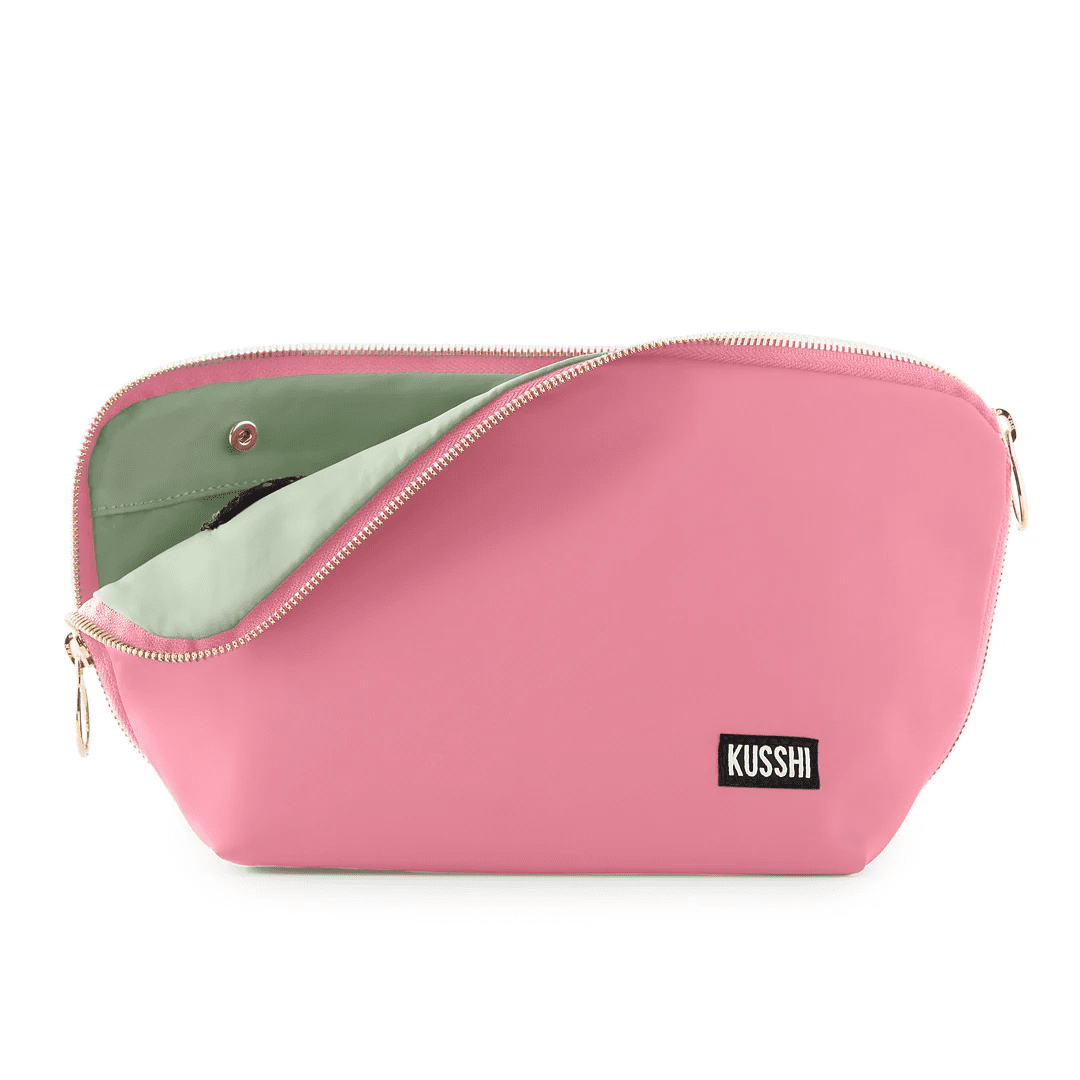 Kusshi Signature Makeup Bag: Sweet Pea Pink/Pistachio