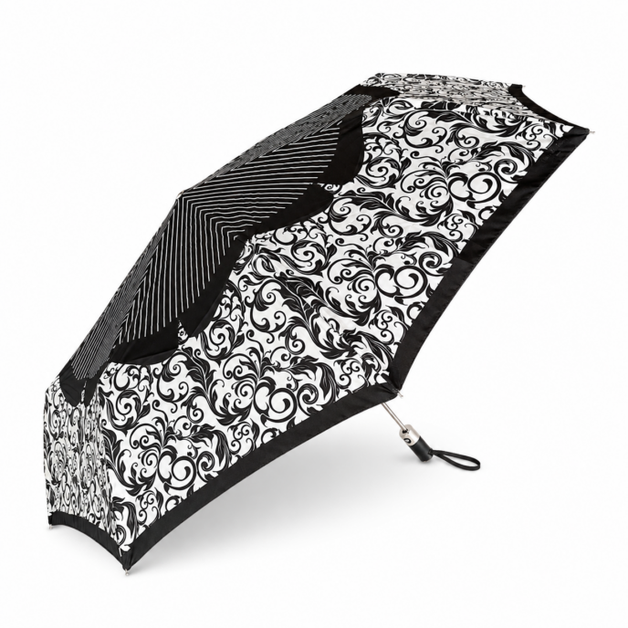 Guy de Jean - "Brocart" Compact Umbrella -Mini o/c 54/8 Poignee Noire