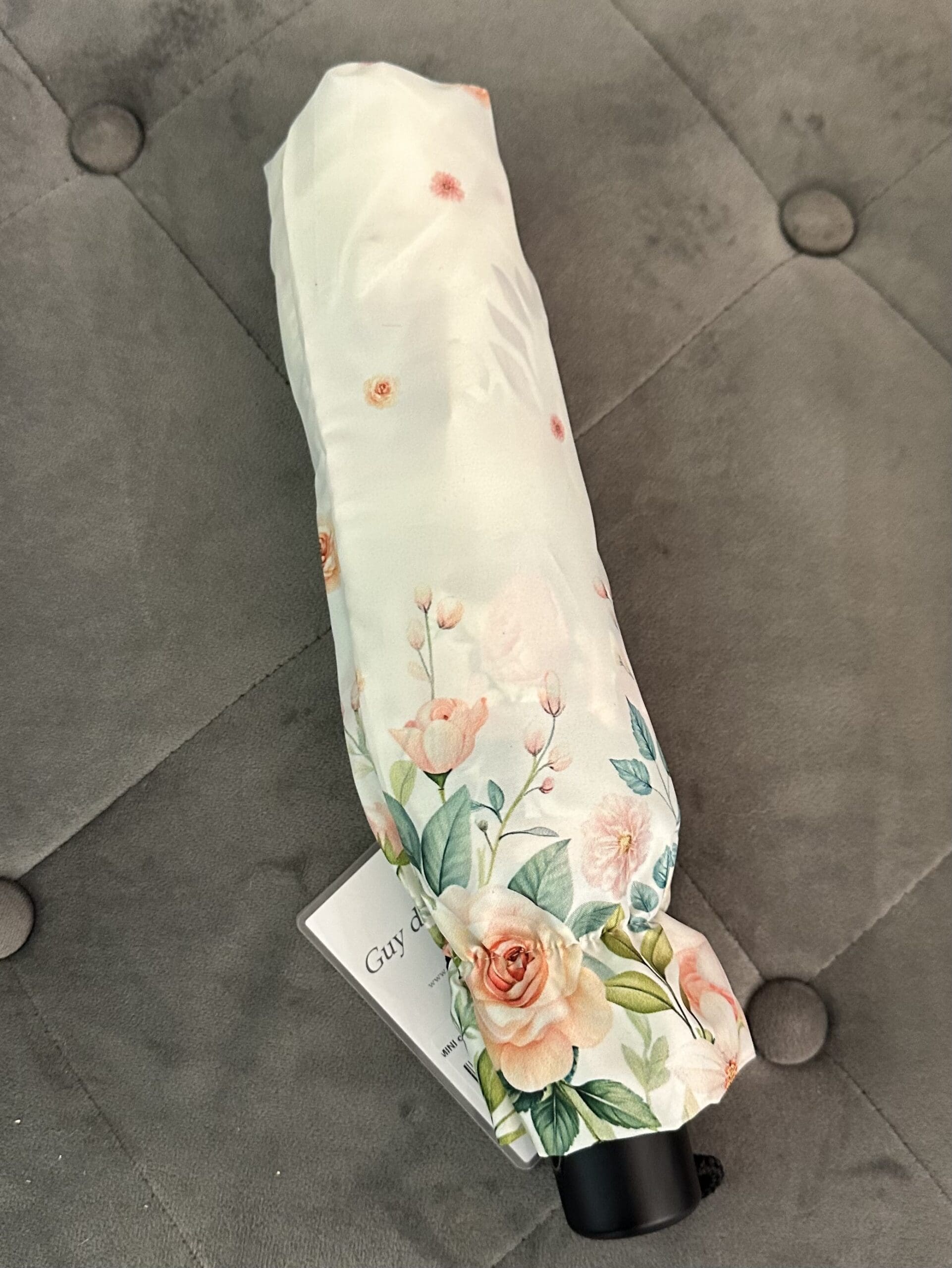 Guy de Jean Compact Umbrella - MINI o/c Sections Imprime Fleurs+Poignee Noire - Image 3