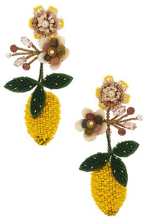 Lemon Earrings - Hand Embroidered - Image 3