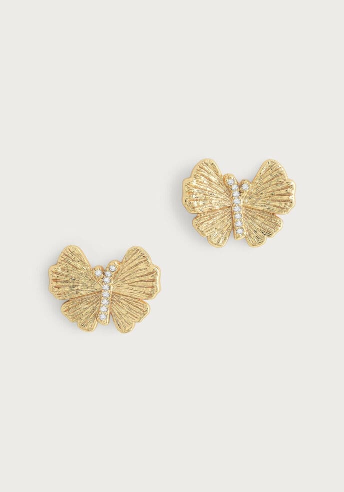 Anabel Aram Butterfly Gold Stud Earrings