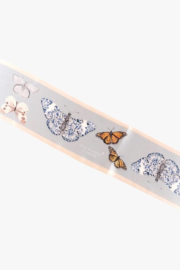 Catherine Cartie Neutral Butterfly Ribbon Scarf