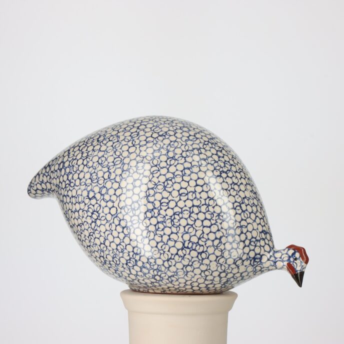 * French Guinea Hens - White Spotted Cobalt - Pecking