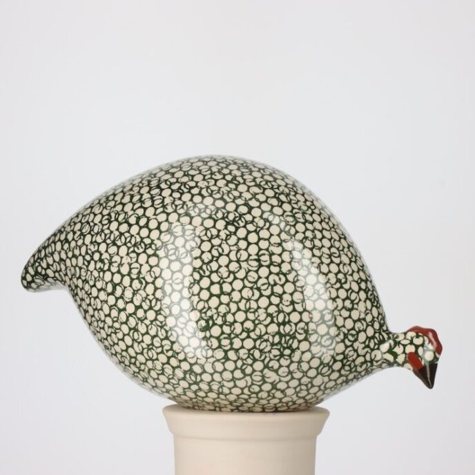 * French Guinea Fowl White Spotted Duck Green - Pecking