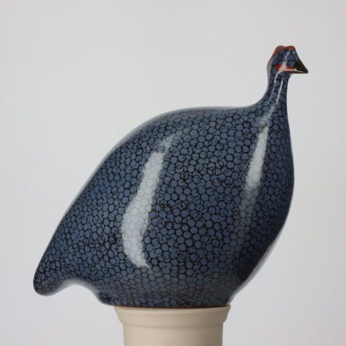 * French Guinea Fowl Electric Blue Spotted Black - Large