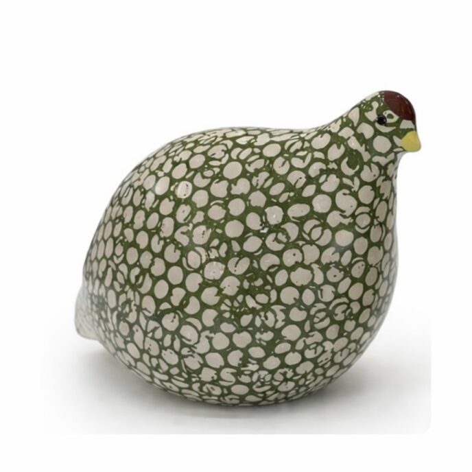 * French Quail White Spotted Green Splashes - Small