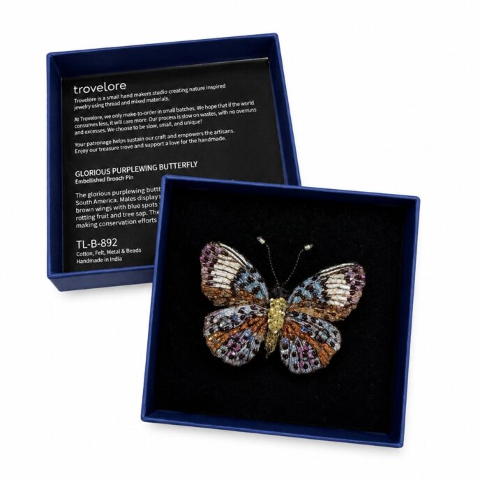 Brooch - Glorious Purplewing Butterfly Brooch Pin