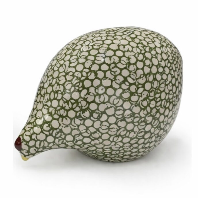 * French Quail White Spotted Green Splashes - Large