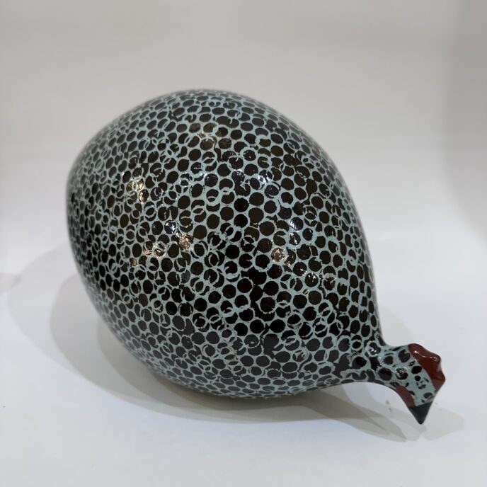 French Guinea Hens Black Spotted Turquoise - Pecking