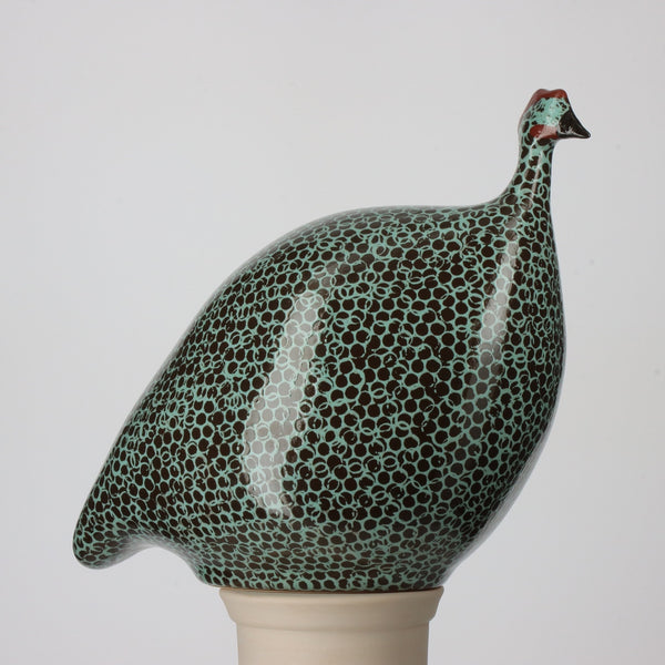 French Guinea Fowl Black Spotted Turquoise - Large (Les Ceramiques de Lussan)