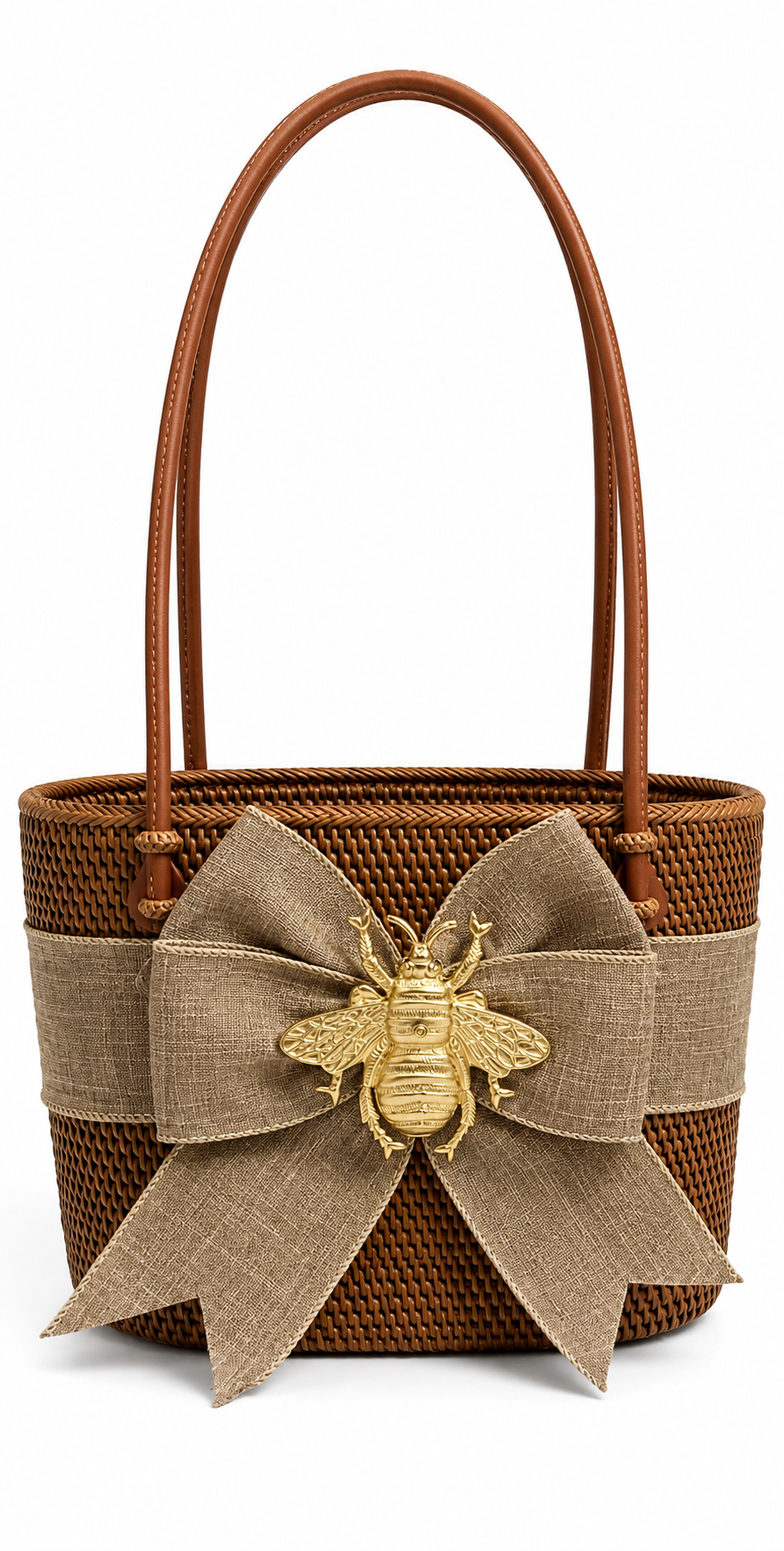 Handbag MOB- Linen Color Fluffy Bow-XL Bee