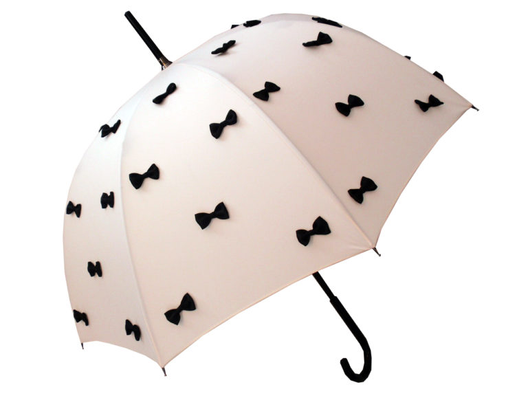 Guy de Jean - “Lolita” Umbrella 56/8 Mat Bois Noir Rond Uni+Noeuds Cousus Poignee - Image 3