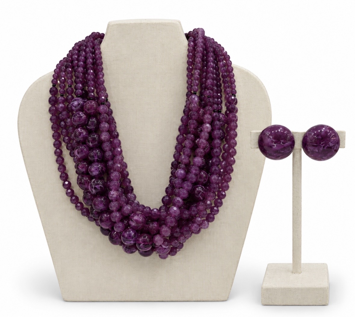 Angela Caputi Collection - Purple Boules and Garnets Twisted Necklace