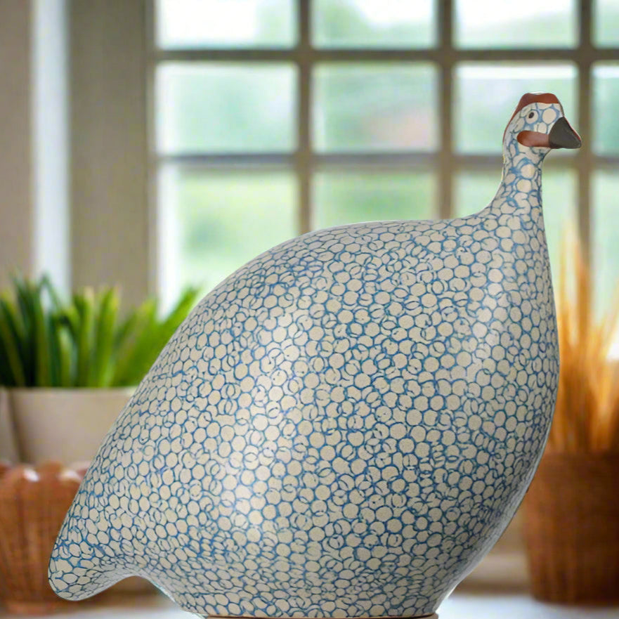 French Guinea Fowl White Spotted Lavender Blue - Medium