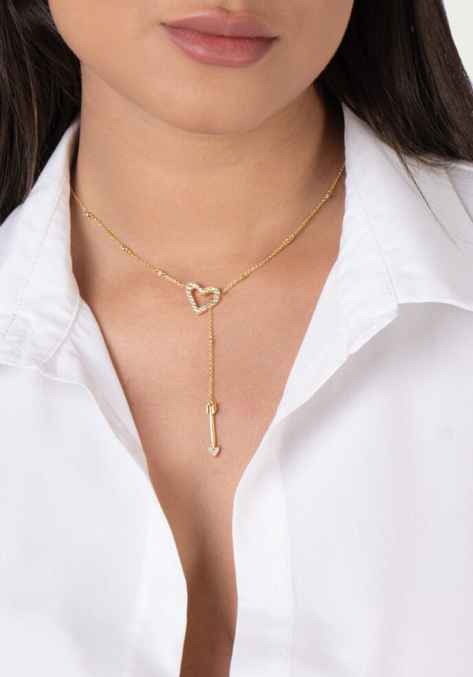 Anabel Aram Heart Lariat Necklace