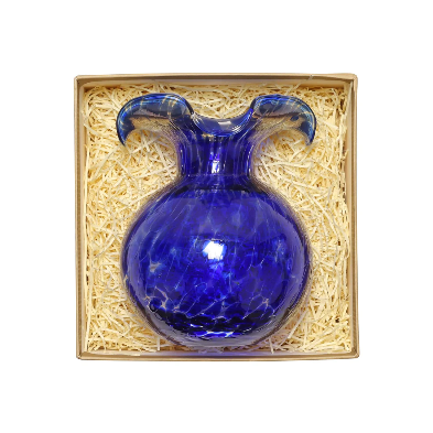 Vietri Hibiscus Glass Cobalt Tortoiseshell Bud Vase - Image 4
