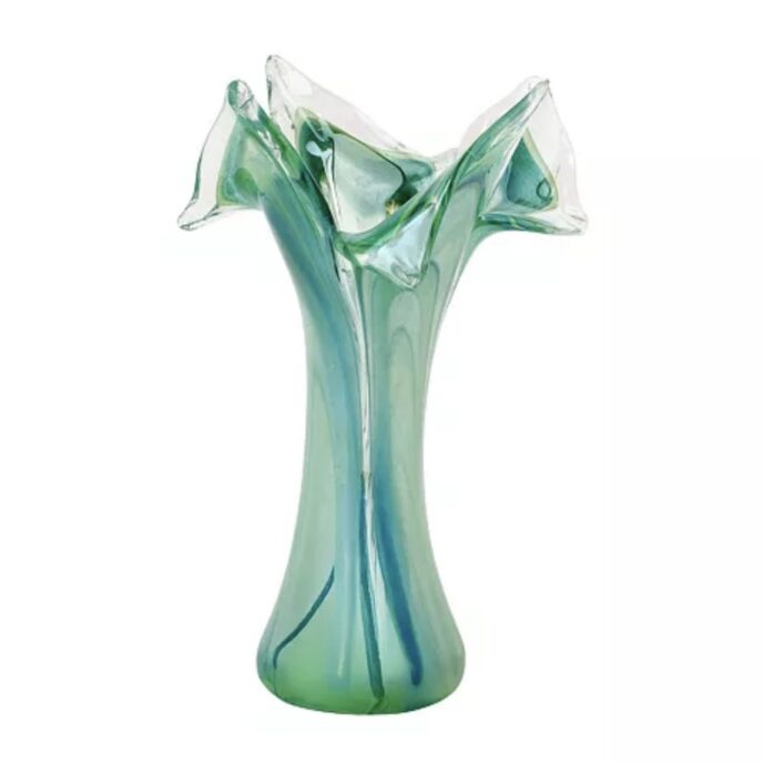 Vietri - Onda Glass Green Twisted Flower Vase