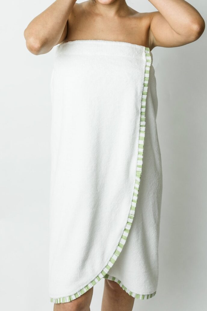 Cabana Ruffle Spa Wrap - Green Stripe
