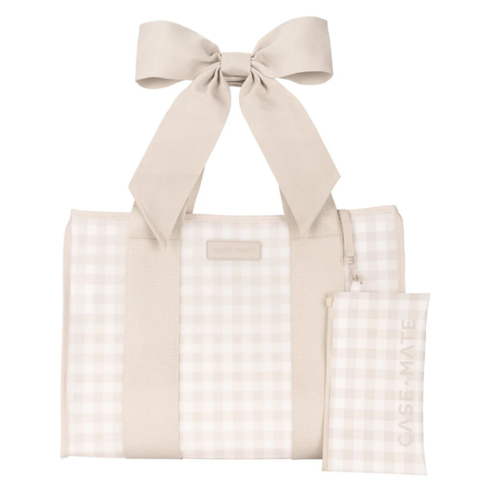 Case-Mate - The Latte Gingham Bow Tote w/ Phone Pouch
