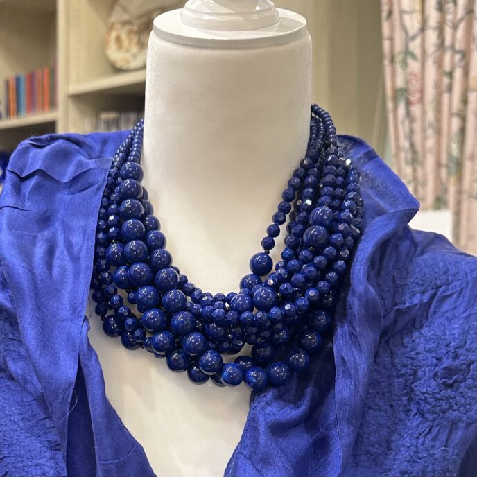 Angela Caputi Collection - 5- Blue Boules and Garnets Twisted Necklace