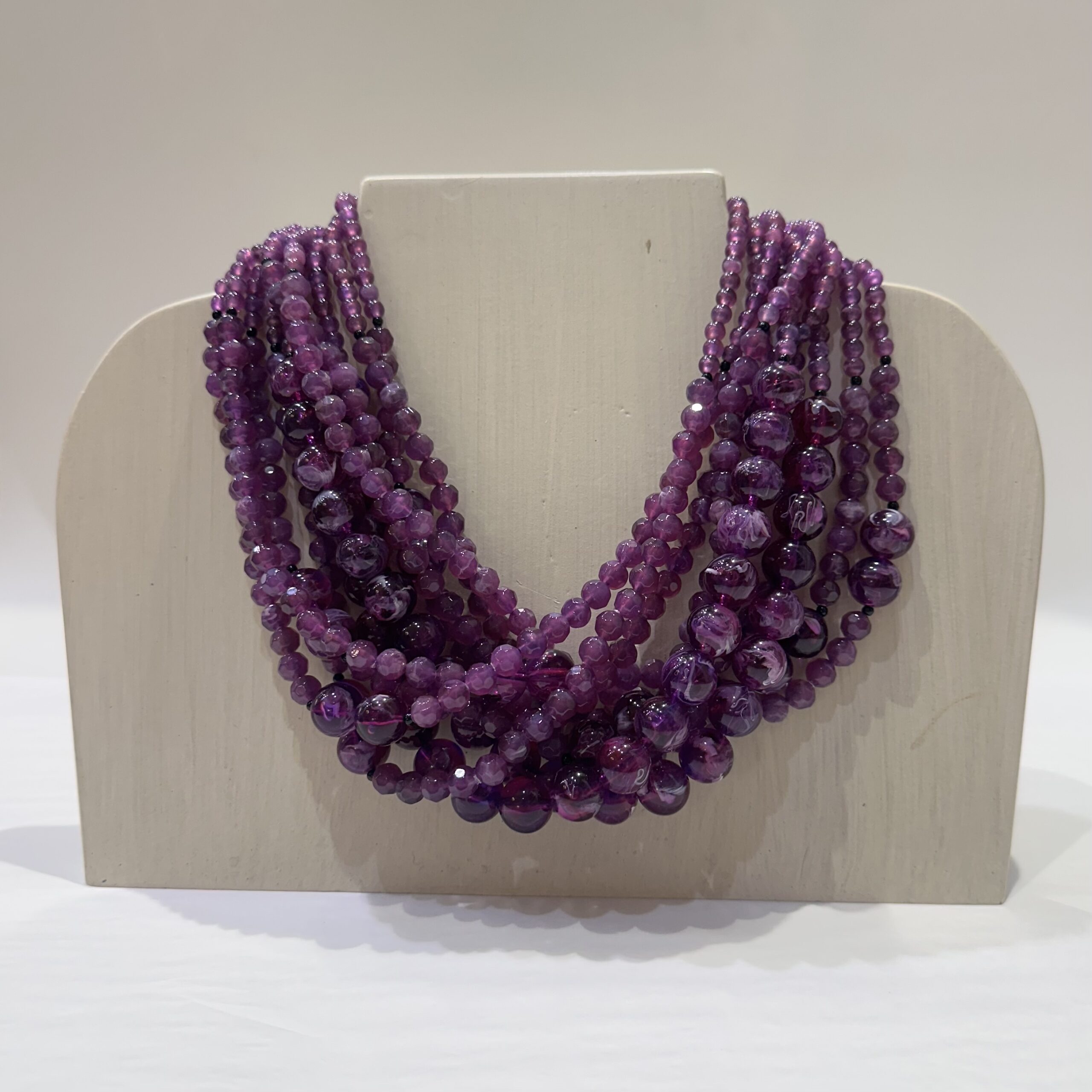 Angela Caputi Collection - Purple Boules and Garnets Twisted Necklace