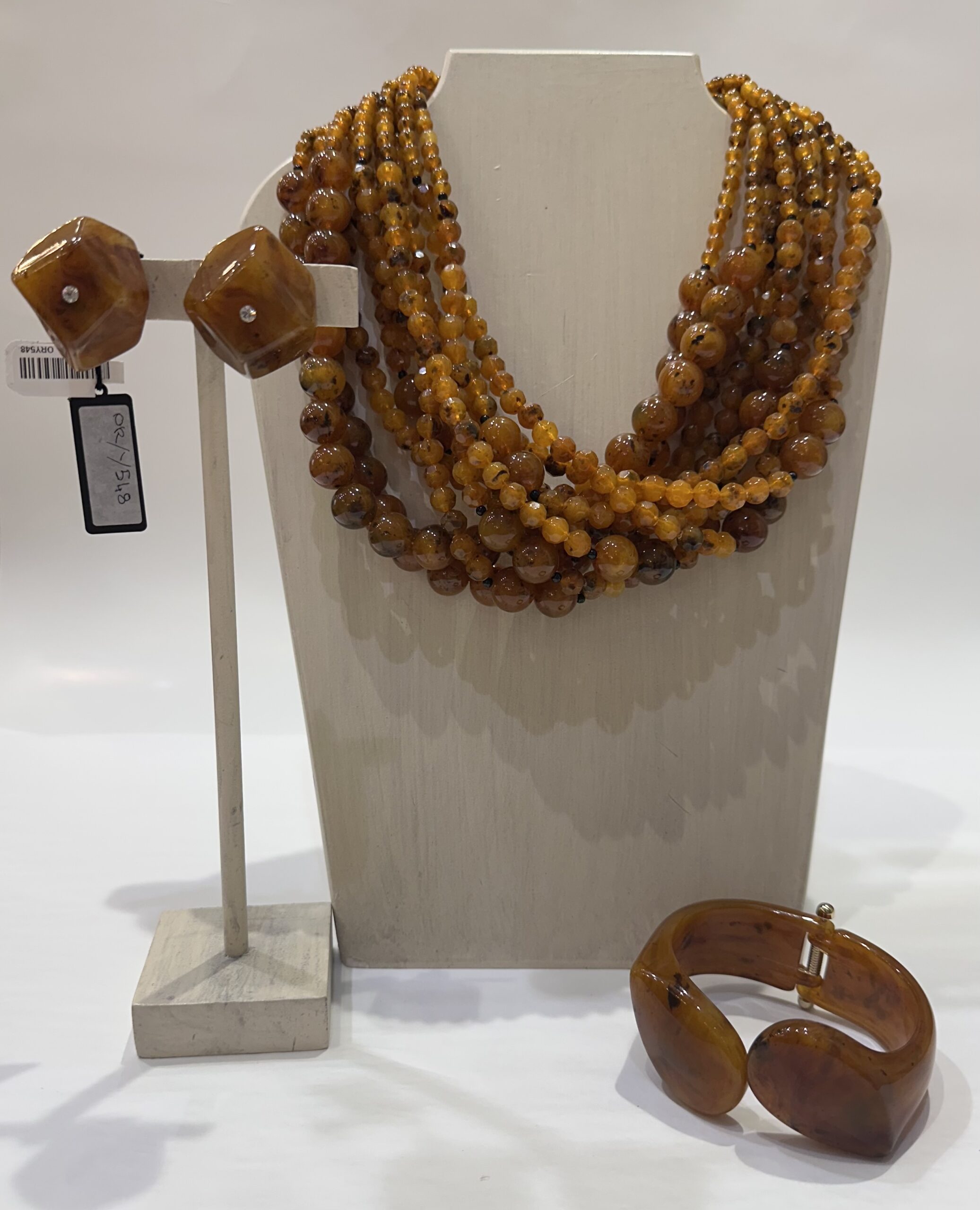 Angela Caputi Collection - Brown/Amber Boules and Garnets Twisted Necklace - Image 2