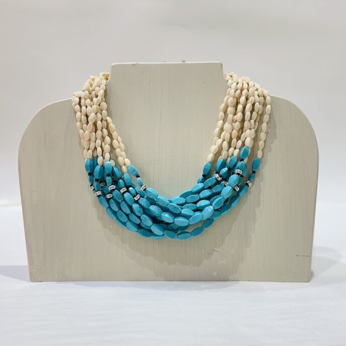 Angela Caputi Collection - 6- Turquoise/Cream Necklace