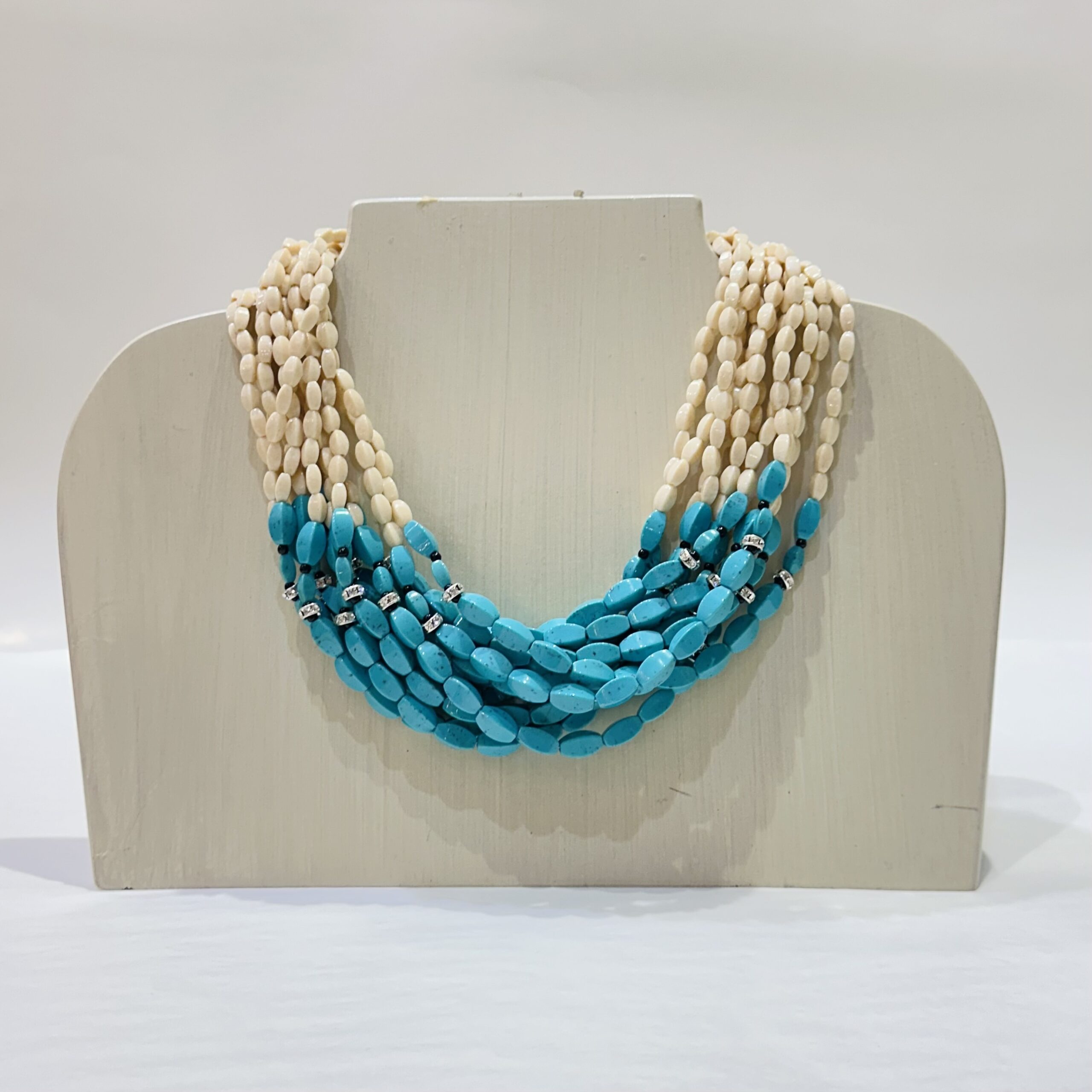 Angela Caputi Collection - 6- Turquoise/Cream Necklace