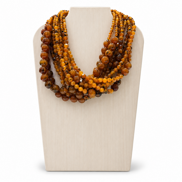 Angela Caputi Collection - Brown/Amber Boules and Garnets Twisted Necklace